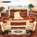 Wooden Luxury Italian style president royal executive Business office desk and leather chairs set